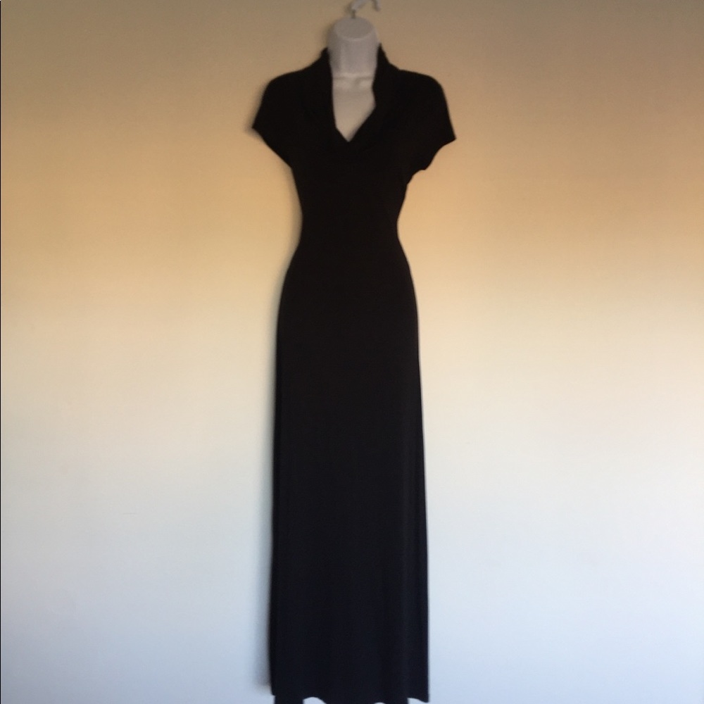 Black Cowl Neck Maxi Dress L - Picture 1 of 3